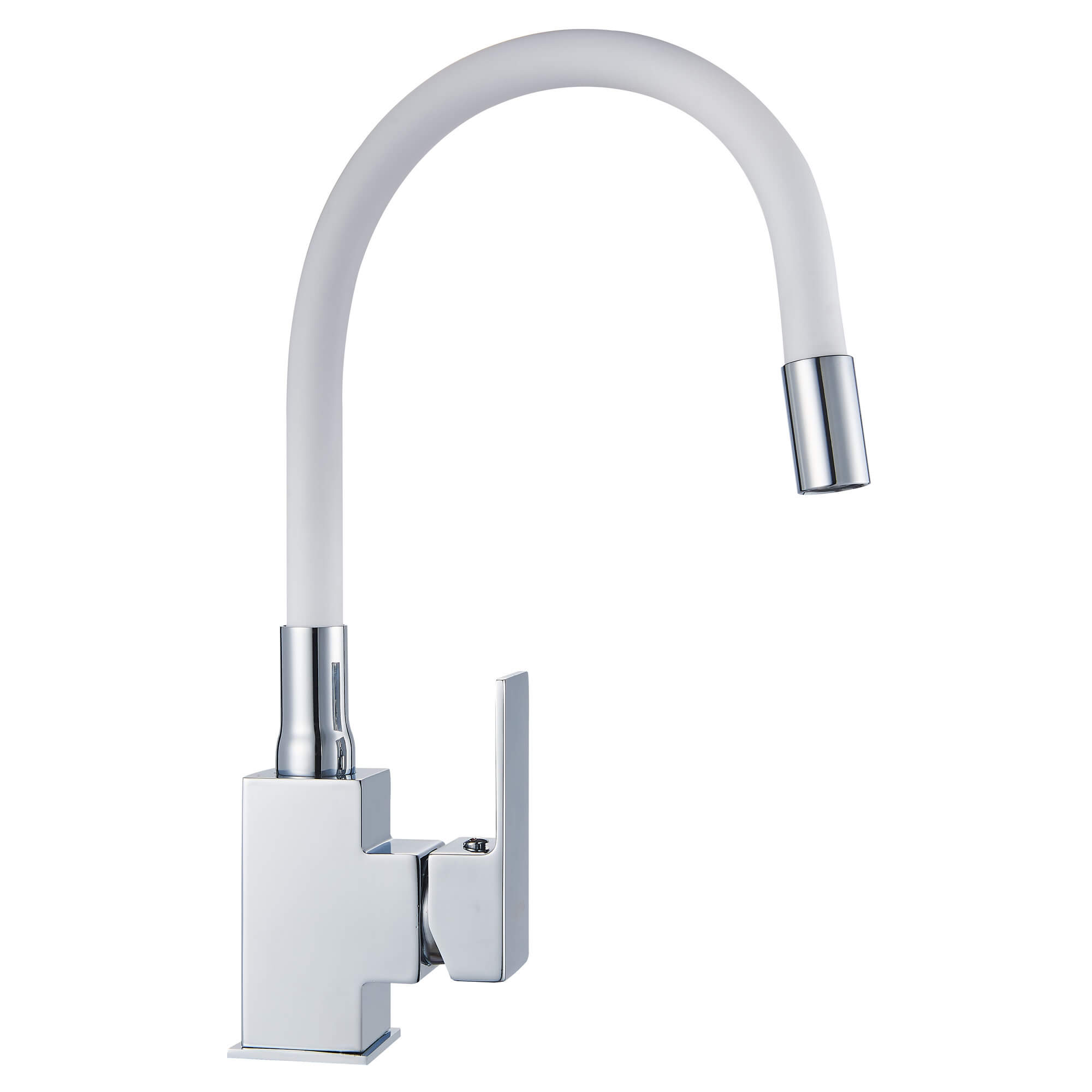 Смеситель для кухни Ligeya L7002 одноручный с белым гибким изливом, нерж. - фото2