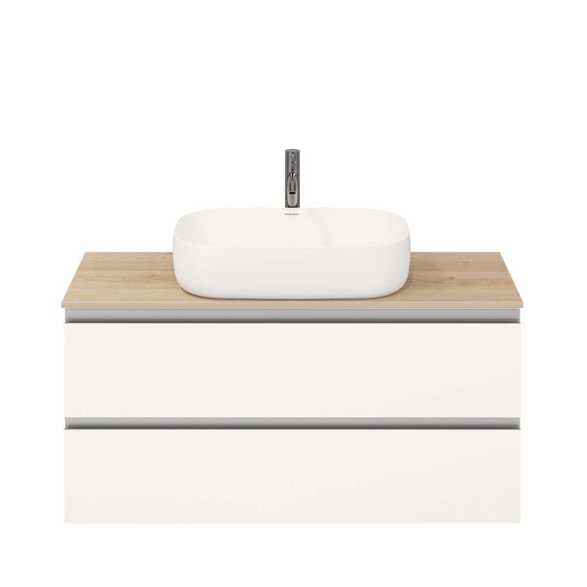 Тумба подвесная Laparet Electra 120 со столешницей, ультра белый глянец/дуб Каселла - фото2 Тумба подвесная Laparet Electra 120 со столешницей, ультра белый глянец/дуб Каселла - фото2