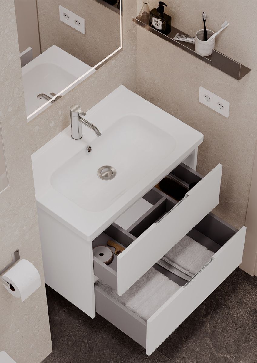 Тумба подвесная Laparet NORMA 100 под умывальник Creavit SU 100, белый шелк матовый фото-7 Тумба подвесная Laparet NORMA 100 под умывальник Creavit SU 100, белый шелк матовый фото-7