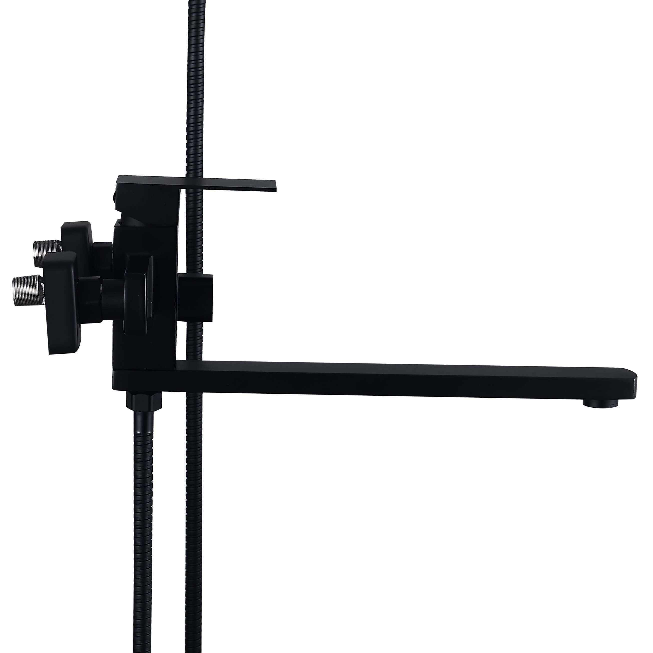 Смеситель для ванны Ligeya S3024 с душем одноручный с плоским изливом черный, нерж. - фото2