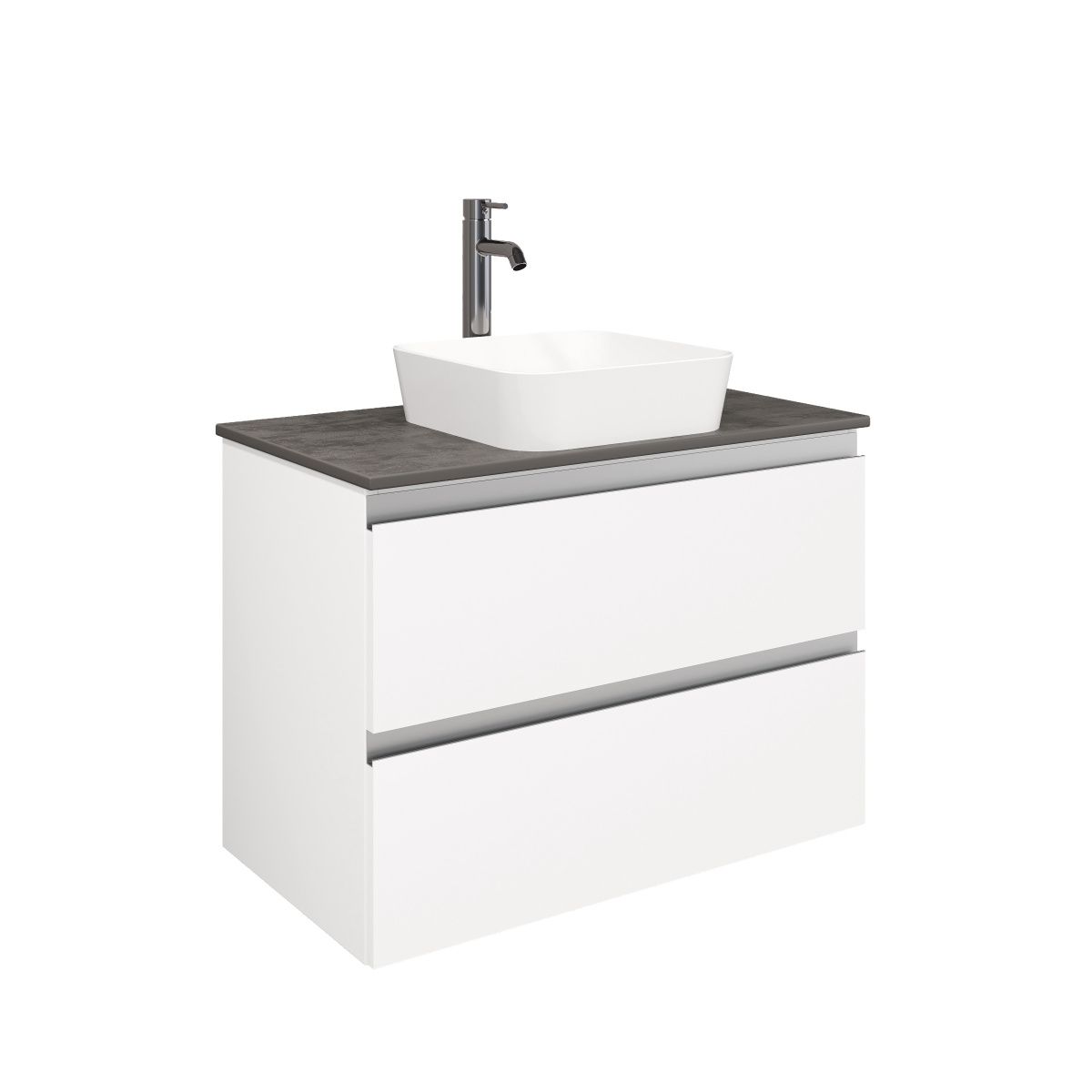 Тумба подвесная Laparet Electra 80 со столешницей, ультра белый глянец/цинк Нирвана - фото1 Тумба подвесная Laparet Electra 80 со столешницей, ультра белый глянец/цинк Нирвана - фото1