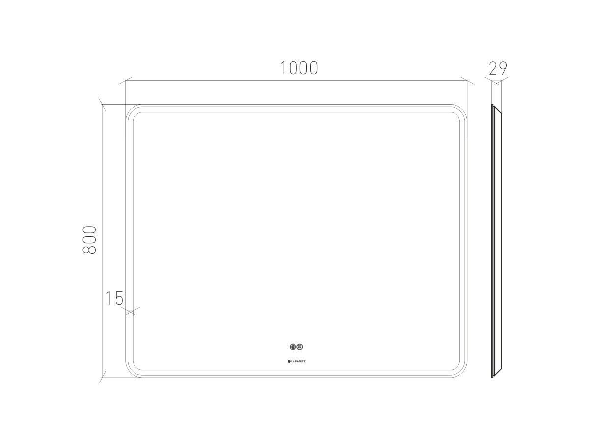 Зеркало Laparet Optimum 100х80 с LED подсветкой без подогрева фото-3