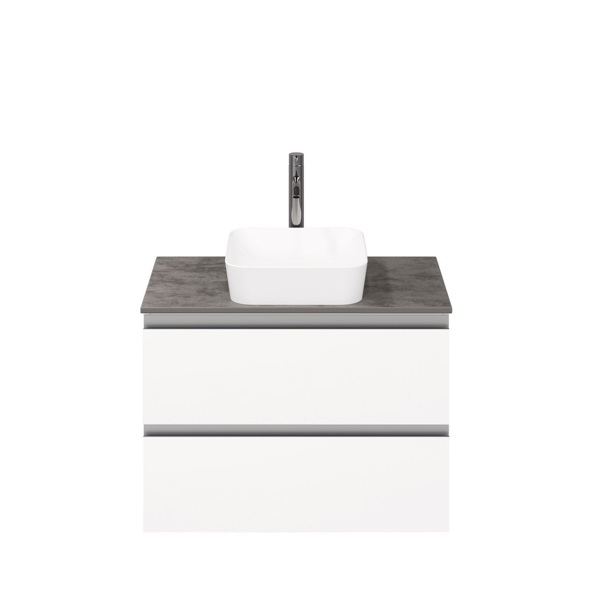 Тумба подвесная Laparet Electra 80 со столешницей, ультра белый глянец/цинк Нирвана - фото2 Тумба подвесная Laparet Electra 80 со столешницей, ультра белый глянец/цинк Нирвана - фото2