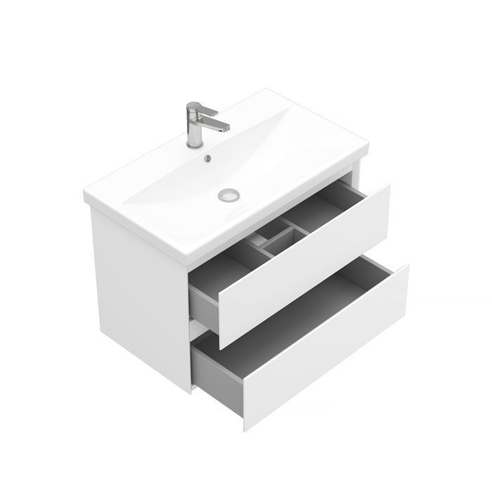 Тумба подвесная Laparet Vitrum 80 под умывальник CeraStyle Elite 80, белый матовый фото-3