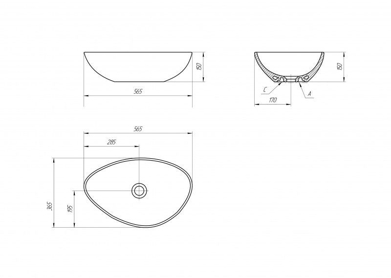 Умывальник Cersanit Moduo Leaf 55 ассиметричный на столешницу фото-4