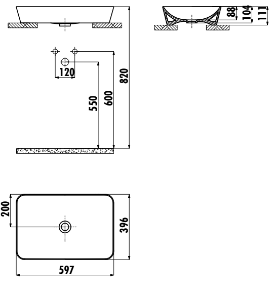 Умывальник Creavit Ultra 40х60 прямоугольный на столешницу - фото2 Умывальник Creavit Ultra 40х60 прямоугольный на столешницу - фото2