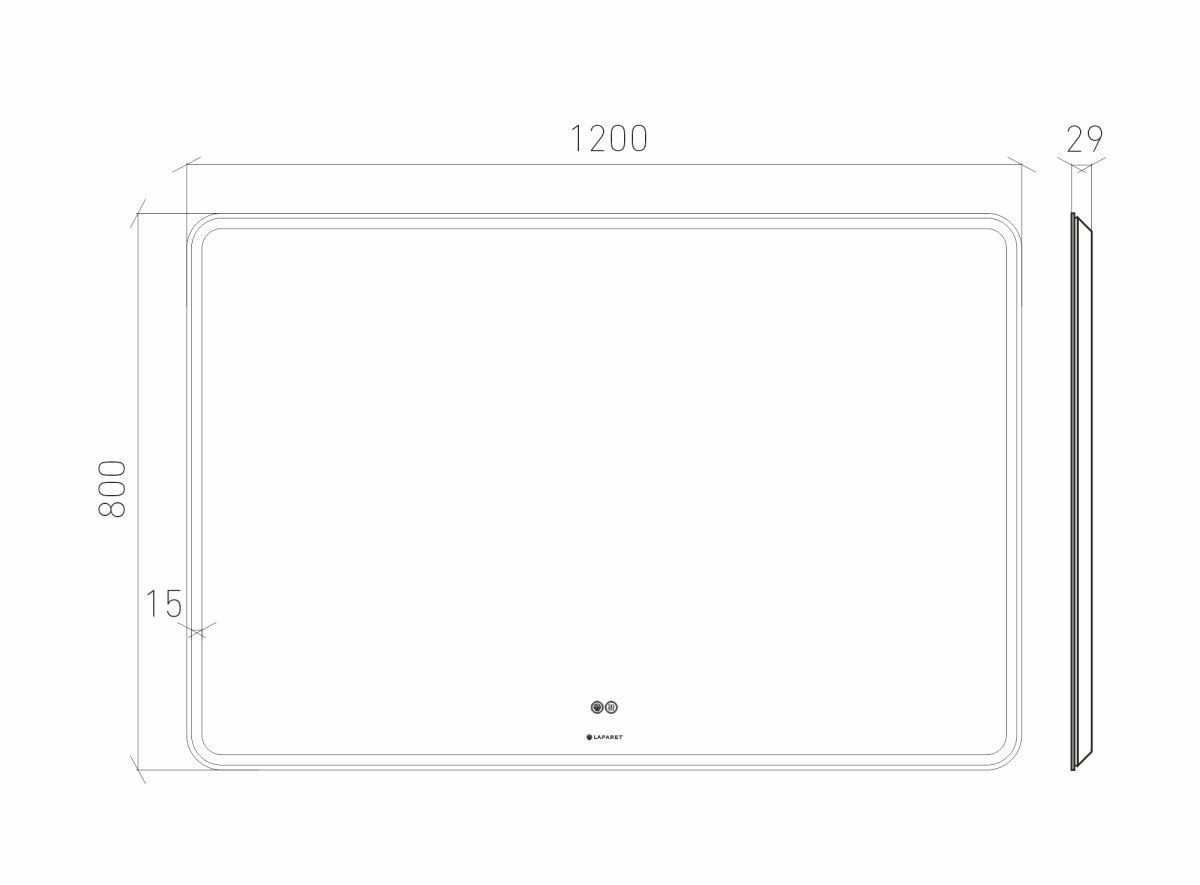 Зеркало Laparet Optimum 120х80 с LED подсветкой без подогрева фото-3
