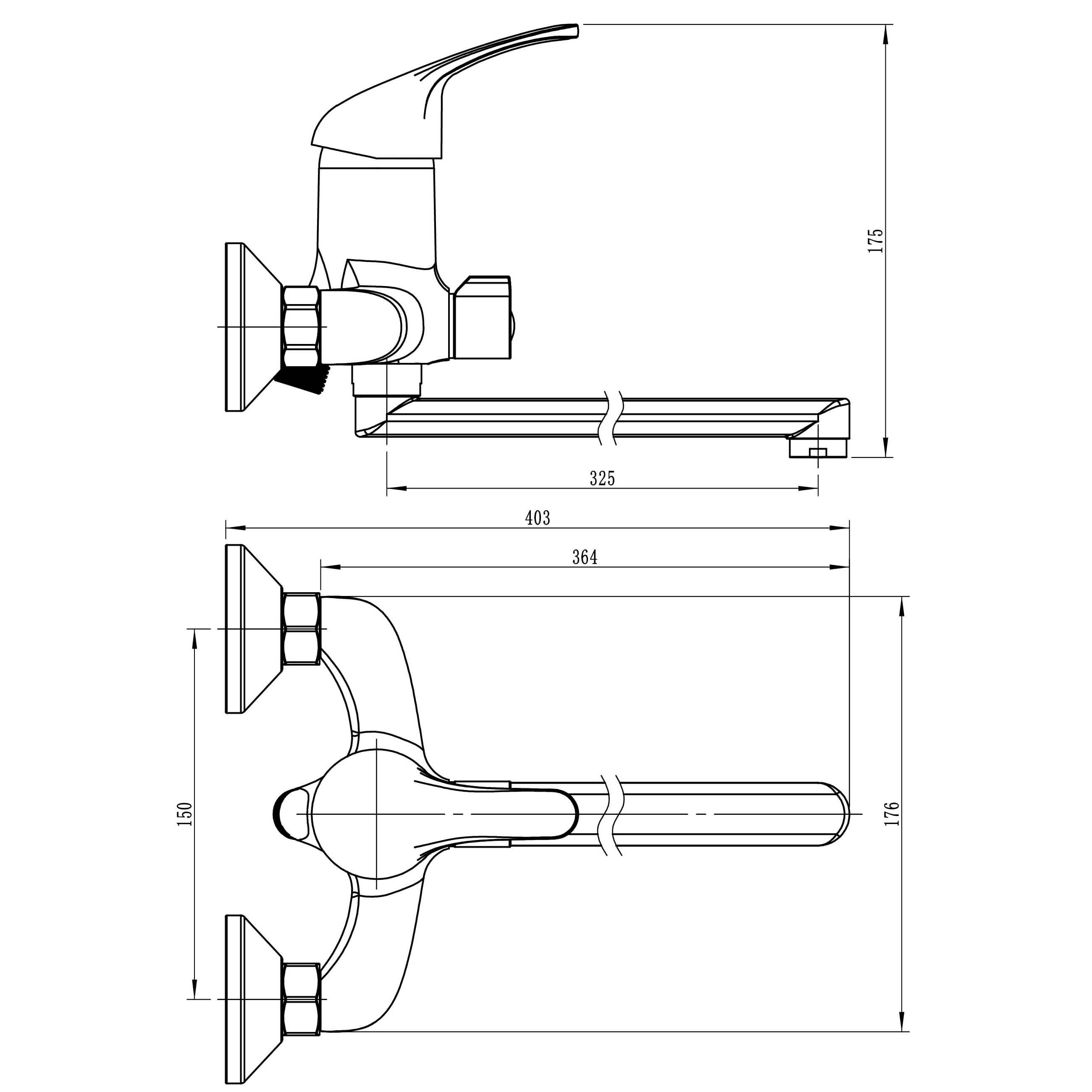 Смеситель универсальный с плоским изливом и переключателем для душа Ligeya S22-021 фото-3