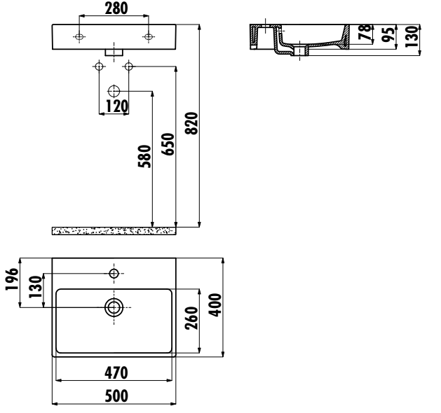 Умывальник Creavit Next 40х50 на столешницу/подвесной - фото2 Умывальник Creavit Next 40х50 на столешницу/подвесной - фото2