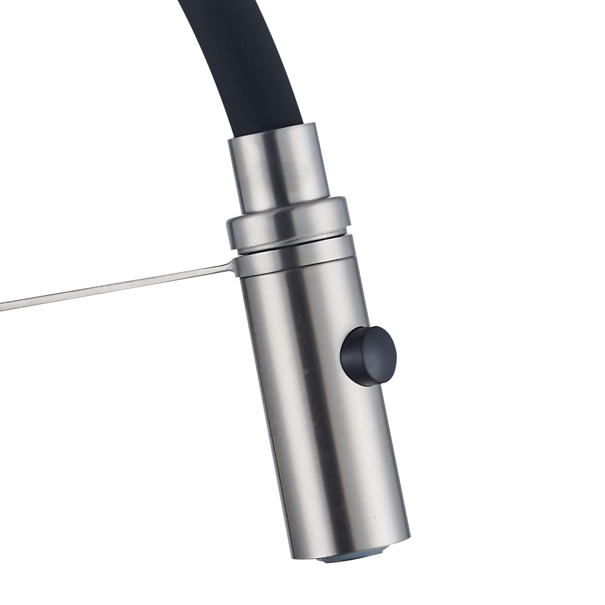 Смеситель для кухни Ligeya S3029 одноручный с гибким черным изливом, 2-х режим. лейка, нерж. фото-3