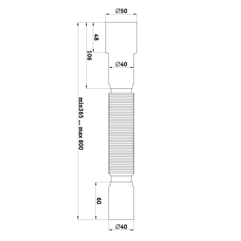T003 Гибкая труба 40х40-50 (гофротруба) 345-715 мм. - фото2