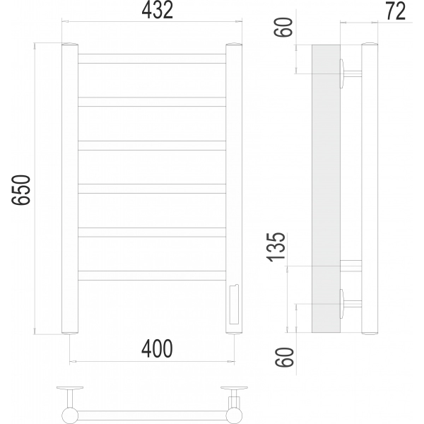 Полотенцесушитель Terminus Аврора П6 400х650 электро фото-3