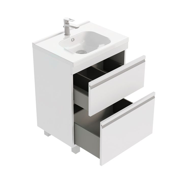 Тумба напольная Laparet Venus 60 под умывальник Creavit Ideal 60, ультра белый глянец фото-3