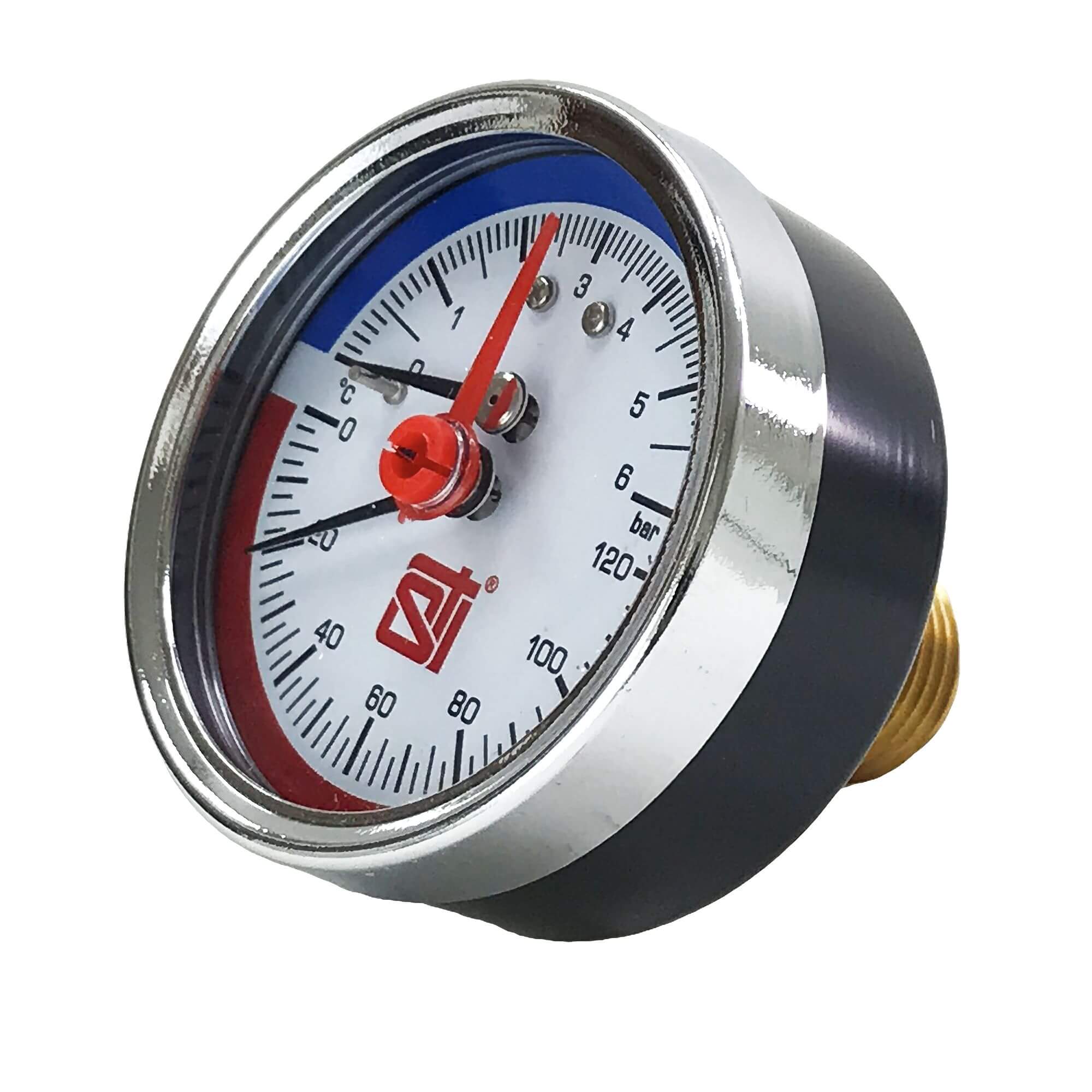 Термоманометр аксиальный STI ∅63 120°C 6 bar УП (G½) - фото2