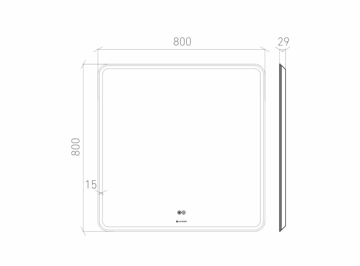 Зеркало Laparet Optimum 80 квадратное с LED подсветкой без подогрева фото-3