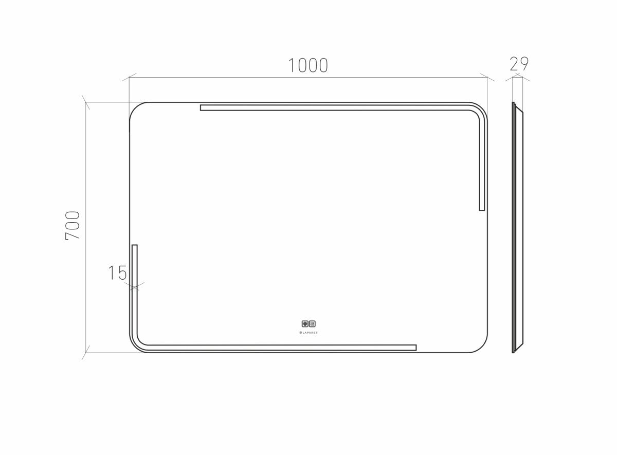 Зеркало Laparet Atlas 100х70 с LED подсветкой фото-3