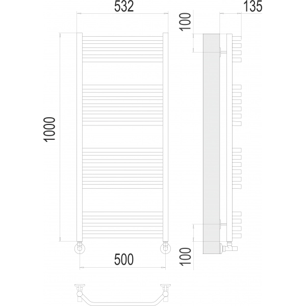 Полотенцесушитель водяной Terminus «Виктория» П20 500х1000, Белый - фото2