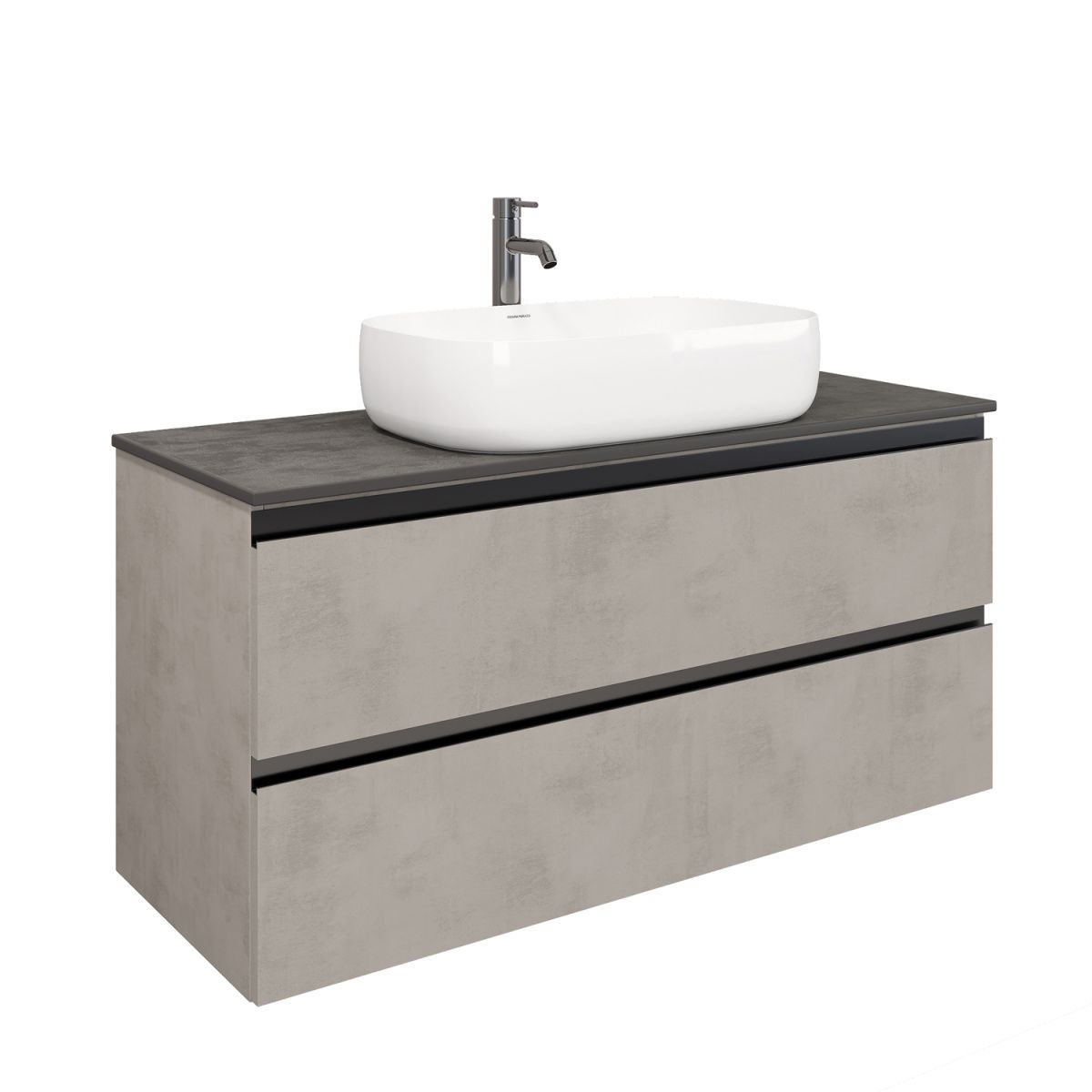 Тумба подвесная Laparet Electra 120 со столешницей, серебро/цинк Нирвана - фото1 Тумба подвесная Laparet Electra 120 со столешницей, серебро/цинк Нирвана - фото1