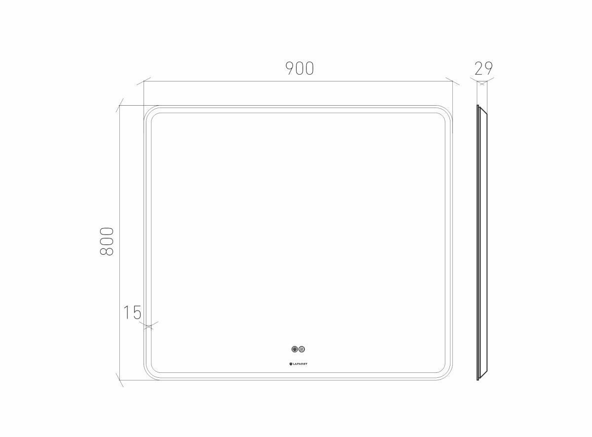 Зеркало Laparet Optimum 90х80 с LED подсветкой без подогрева фото-3