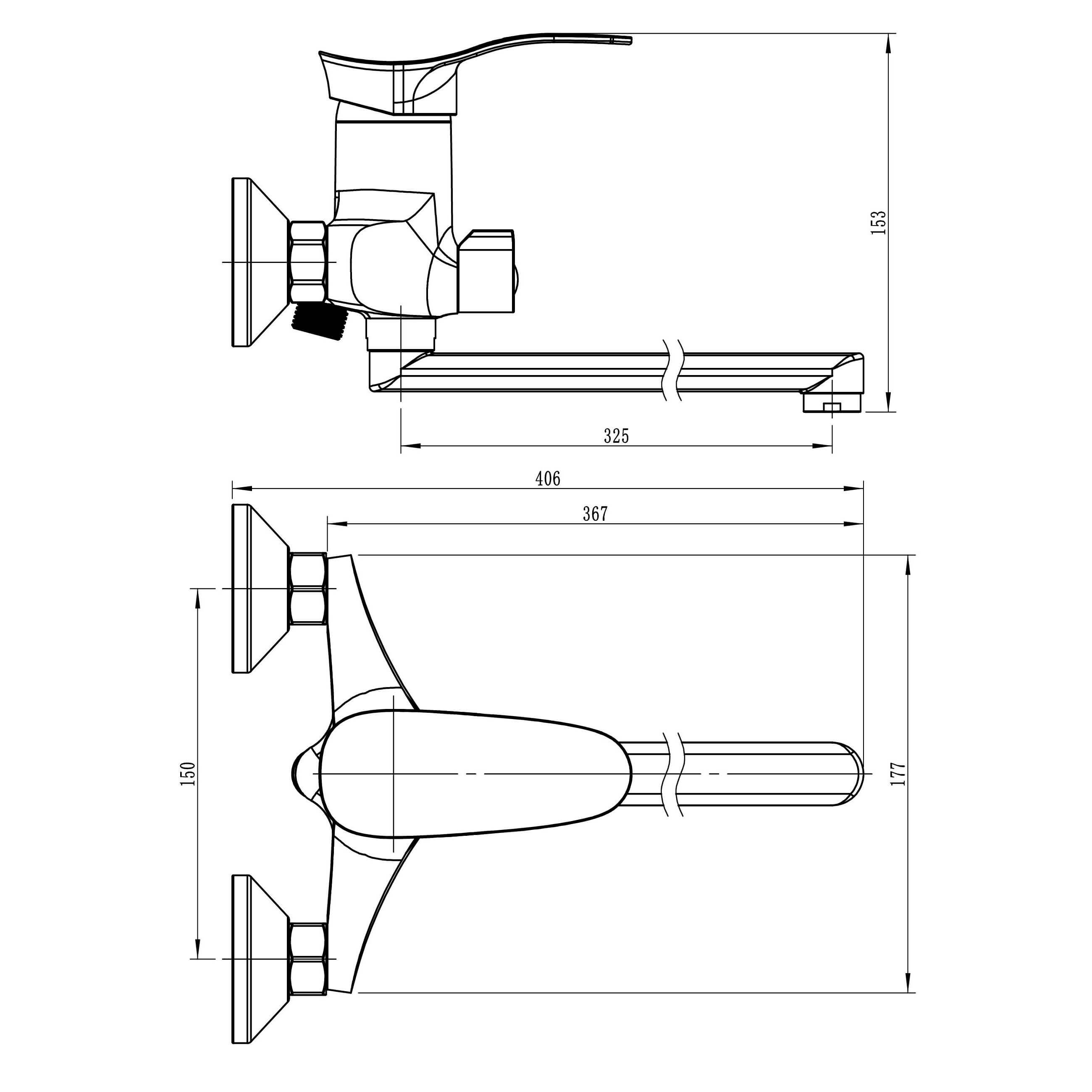 Смеситель универсальный с плоским изливом и переключателем для душа Ligeya L2201 фото-3 Смеситель универсальный с плоским изливом и переключателем для душа Ligeya L2201 фото-3