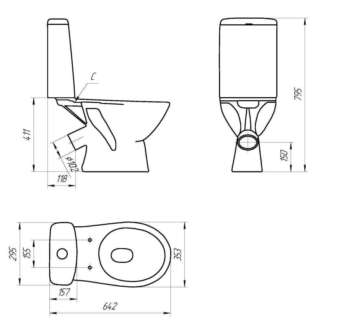 Унитаз-компакт Cersanit Just 031 с сиденьем фото-4