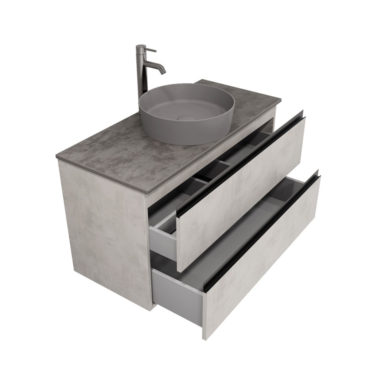 Тумба подвесная Laparet Electra 100 со столешницей, серебро/цинк Нирвана фото-3