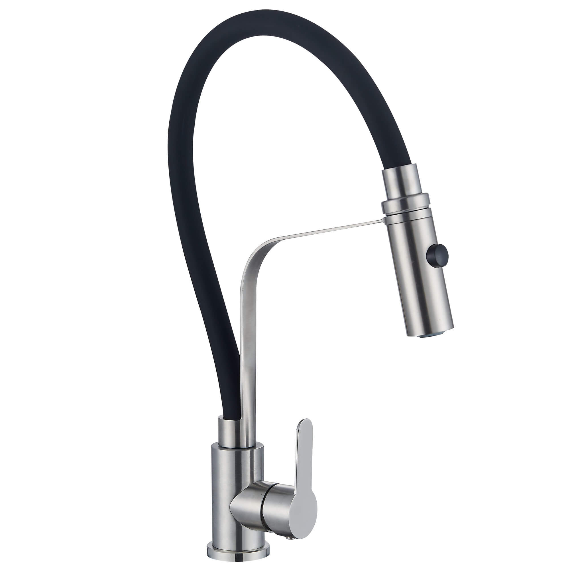 Смеситель для кухни Ligeya S3029 одноручный с гибким черным изливом, 2-х режим. лейка, нерж. фото-2