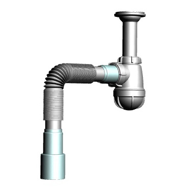 S2015 Сифон для умывальника 1¼х40 с удлинённой горловиной с гибкой трубой 40х40-50 - фото1