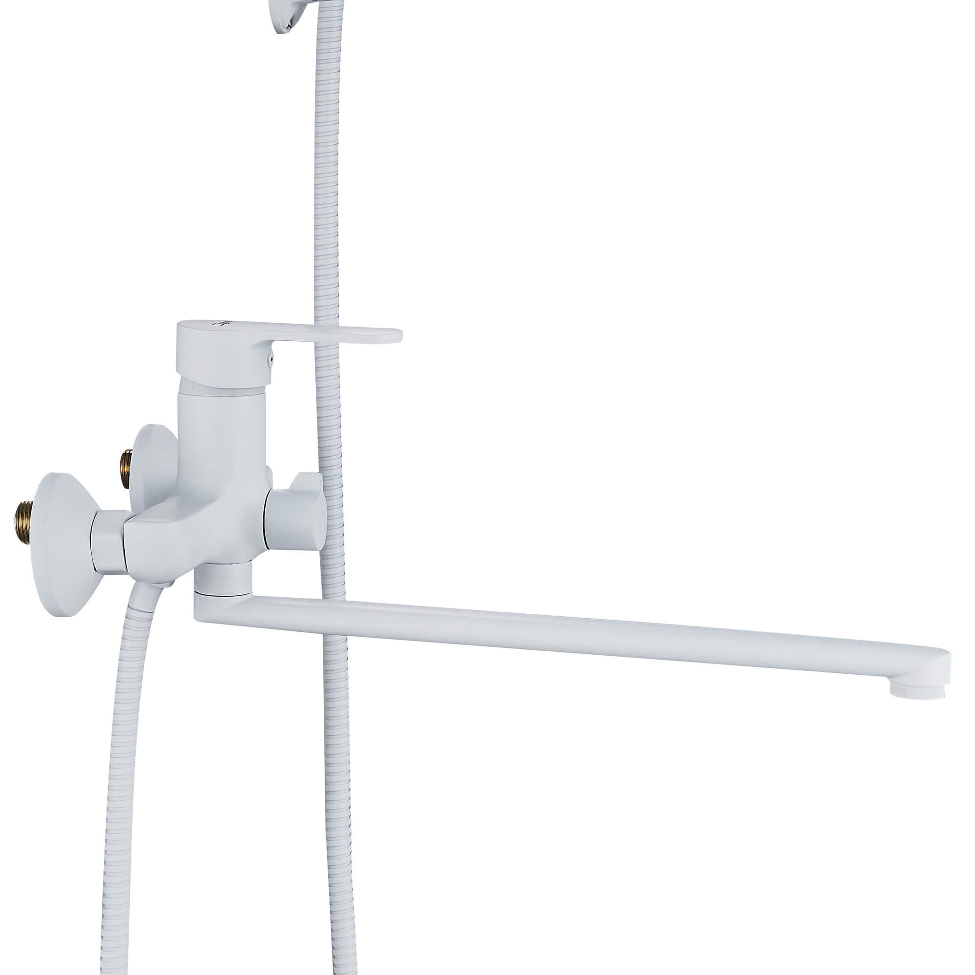 Смеситель для ванны Ligeya L9002W с душем одноручный с длинным изливом белый - фото2