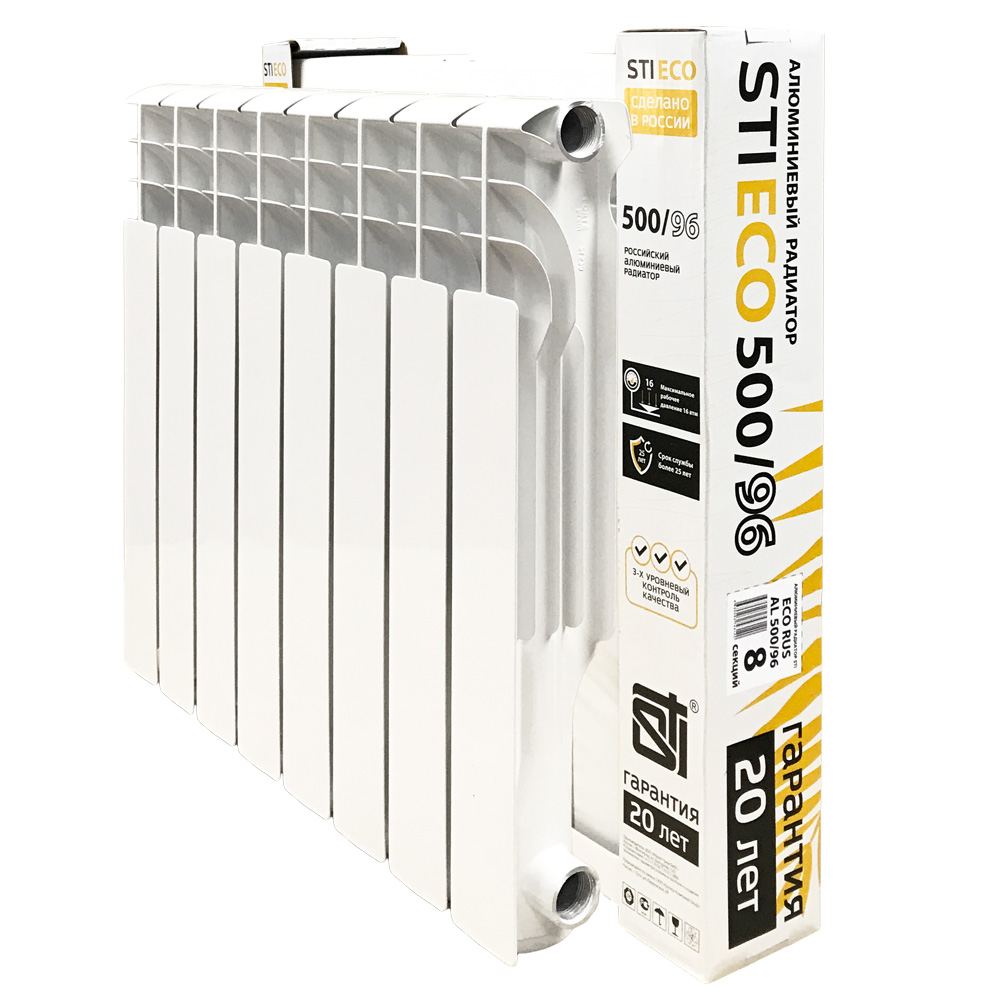 Алюминиевый радиатор STI ECO RUS AL 500/96 8 сек. - фото1 Алюминиевый радиатор STI ECO RUS AL 500/96 8 сек. - фото1