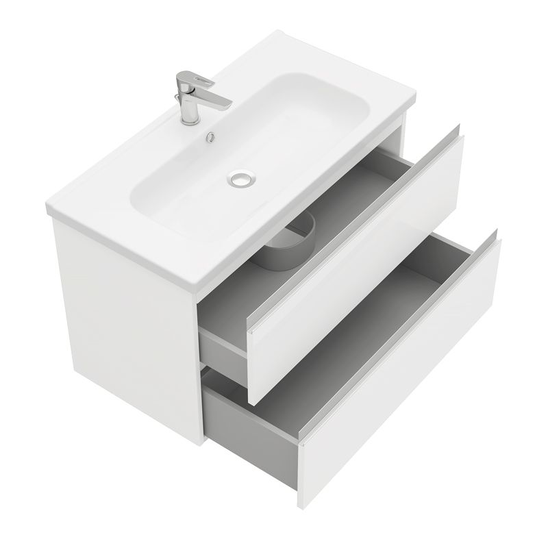 Тумба подвесная Laparet Electra 90 под умывальник Creavit Ideal 90, ультра белый глянец фото-3 Тумба подвесная Laparet Electra 90 под умывальник Creavit Ideal 90, ультра белый глянец фото-3