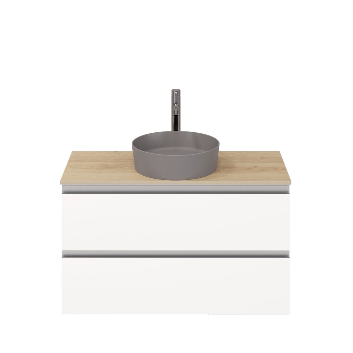 Тумба подвесная Laparet Electra 100 со столешницей, ультра белый глянец/дуб Каселла - фото2 Тумба подвесная Laparet Electra 100 со столешницей, ультра белый глянец/дуб Каселла - фото2