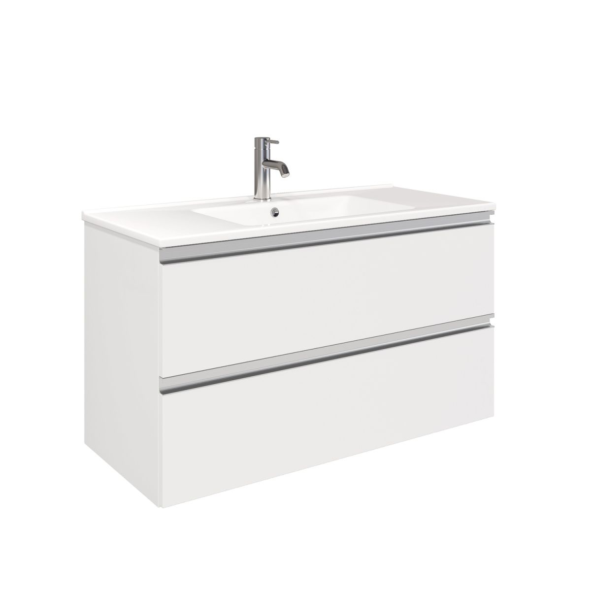 Тумба подвесная Laparet Felis 100 под умывальник CeraStyle Arte 100, белый шёлк - фото1