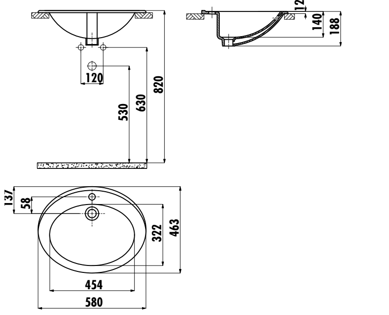 Умывальник Creavit TP 46х58 овальный врезной на столешницу - фото2 Умывальник Creavit TP 46х58 овальный врезной на столешницу - фото2