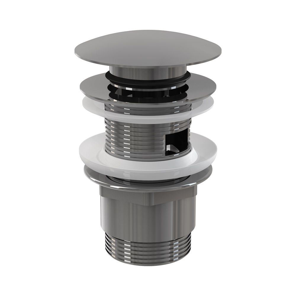 Донный клапан Alcaplast ClickClack 5/4 цельнометалический с переливом и большой заглушкой, A390 - фото1