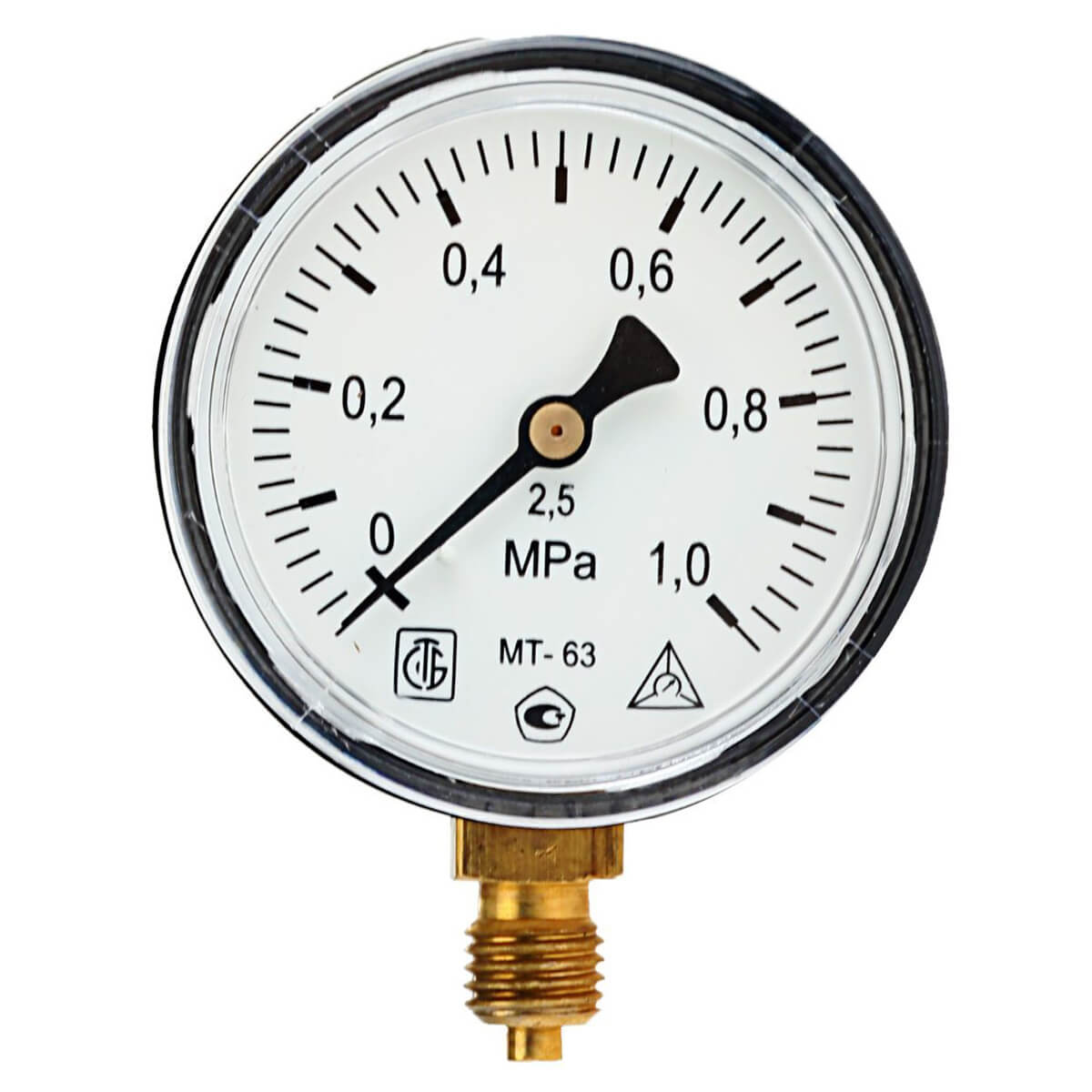 Манометр радиальный МТ-63 0,6 МПа (трубная резьба - G¼) Манометр радиальный МТ-63 0,6 МПа (трубная резьба - G¼)