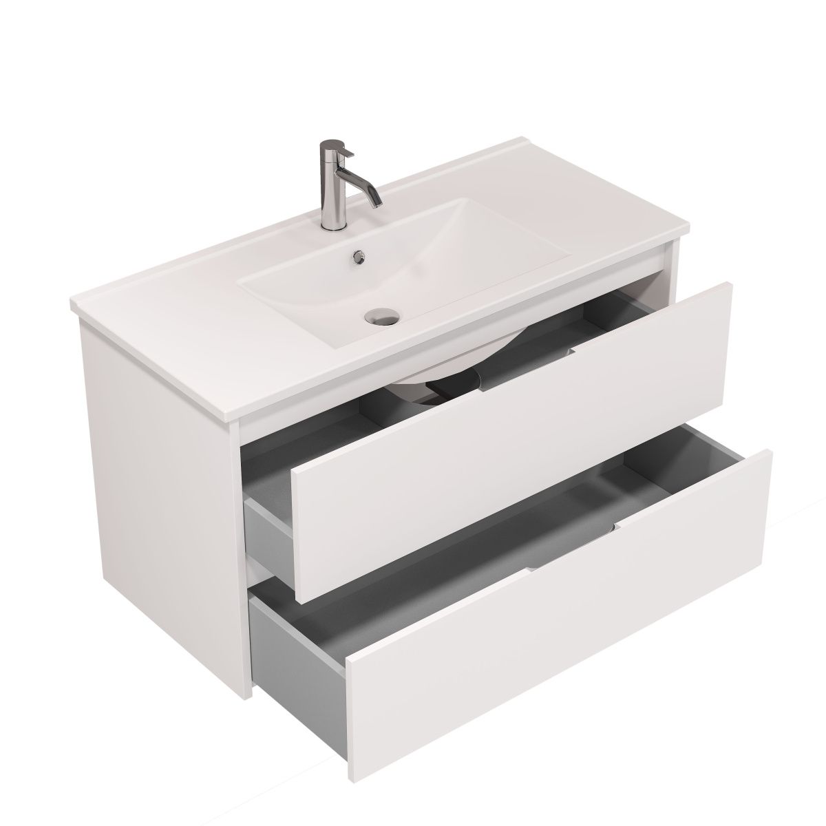 Тумба подвесная Laparet NORMA 100 под умывальник Creavit SU 100, белый шелк матовый фото-3 Тумба подвесная Laparet NORMA 100 под умывальник Creavit SU 100, белый шелк матовый фото-3