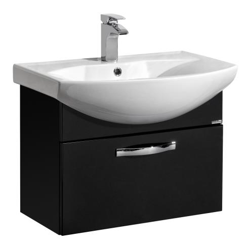 Тумба подвесная Акватон Ария 65 под умывальник Santek Smile 65, черный глянец - фото1