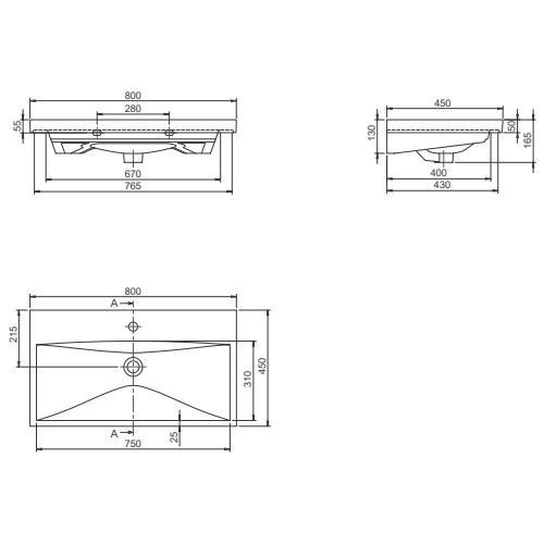 Умывальник CeraStyle Elite 80х45 мебельный/подвесной без крепления, белый - фото2