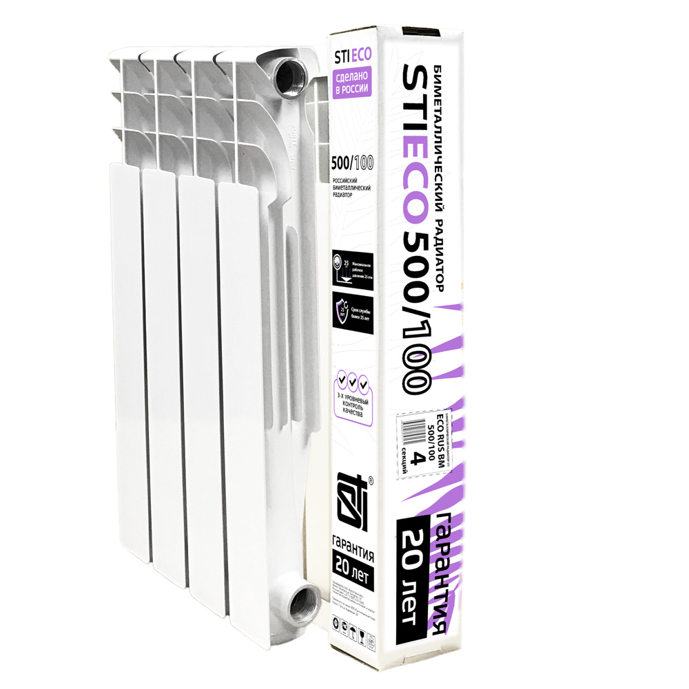 Биметаллический радиатор STI ECO RUS BM 500/100 4 сек. - фото1 Биметаллический радиатор STI ECO RUS BM 500/100 4 сек. - фото1