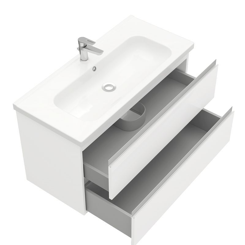 Тумба подвесная Laparet Electra 100 под умывальник Creavit Ideal 100, ультра белый глянец фото-3 Тумба подвесная Laparet Electra 100 под умывальник Creavit Ideal 100, ультра белый глянец фото-3