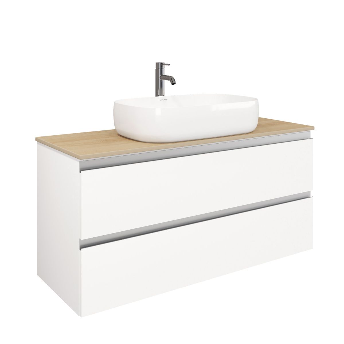 Тумба подвесная Laparet Electra 120 со столешницей, ультра белый глянец/дуб Каселла - фото1 Тумба подвесная Laparet Electra 120 со столешницей, ультра белый глянец/дуб Каселла - фото1