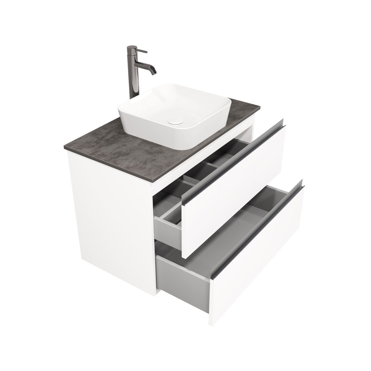 Тумба подвесная Laparet Electra 80 со столешницей, ультра белый глянец/цинк Нирвана фото-3 Тумба подвесная Laparet Electra 80 со столешницей, ультра белый глянец/цинк Нирвана фото-3