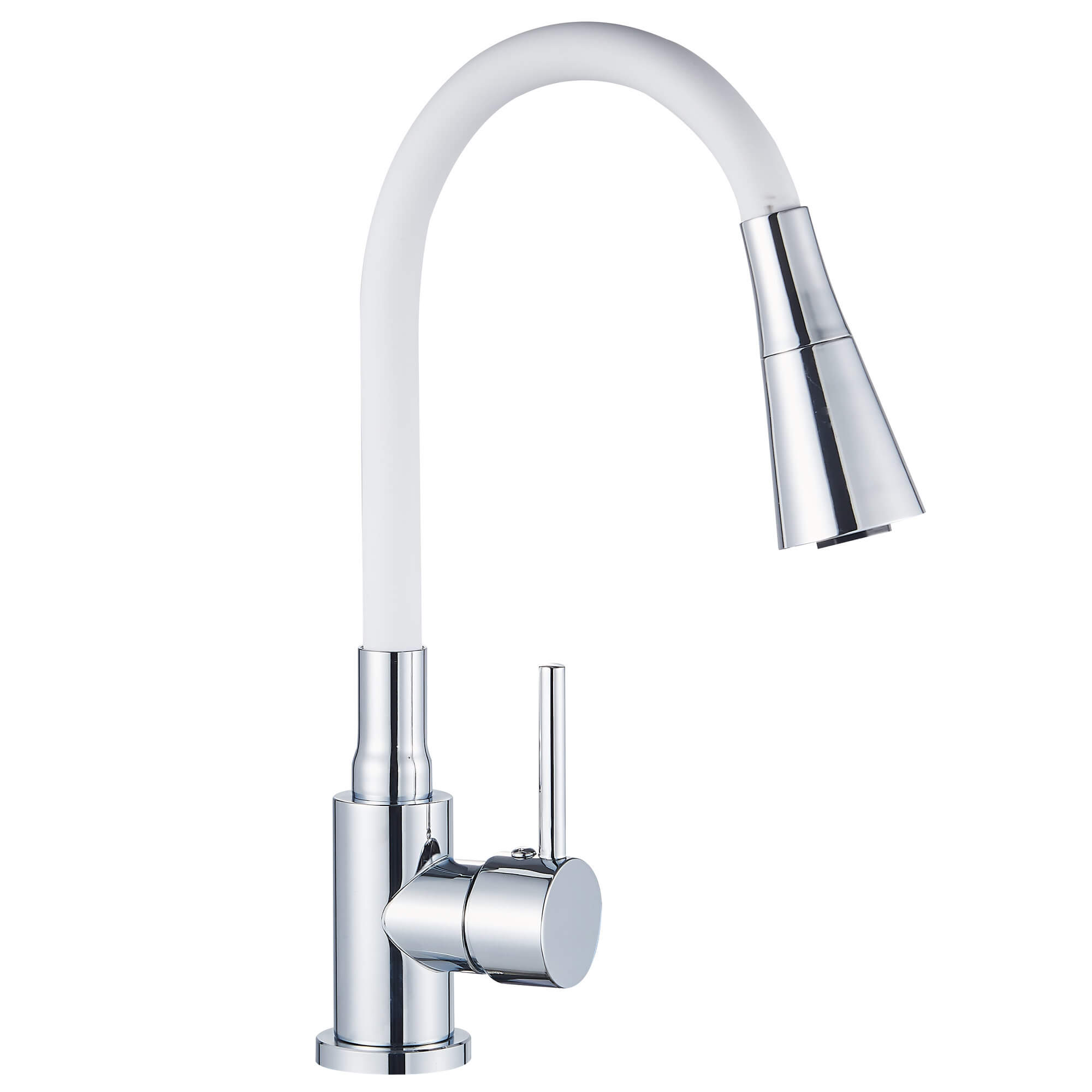 Смеситель для кухни Ligeya L7008 одноручный с белым гибким изливом, 2-х режим. лейка, нерж. Смеситель для кухни Ligeya L7008 одноручный с белым гибким изливом, 2-х режим. лейка, нерж.