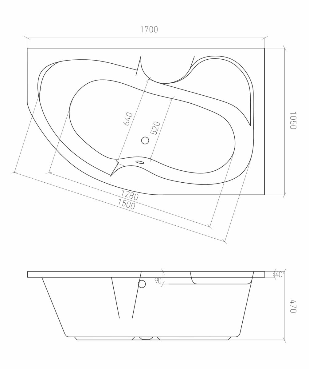 Ванна акриловая Bonito Home Arizona Standart правая 170х105 с ножками + панель для ванны фото-3
