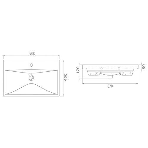 Умывальник CeraStyle Elite 90х45 мебельный/подвесной без крепления, белый - фото2