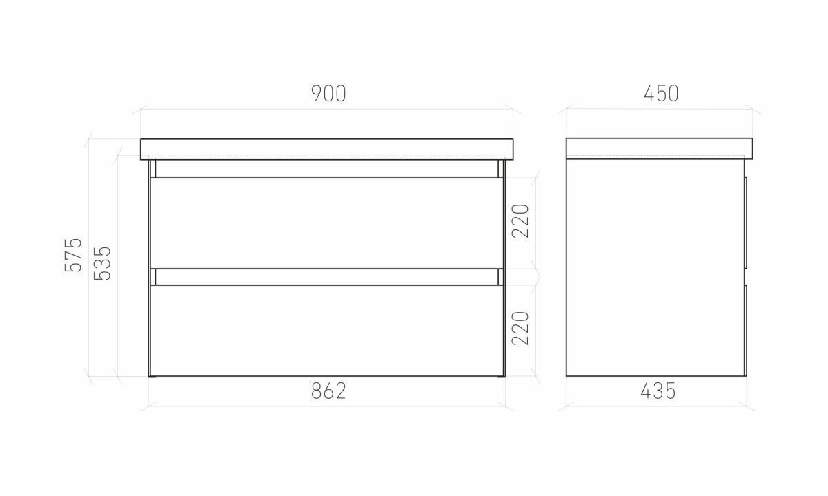 Тумба подвесная Laparet Vitrum 90 под умывальник CeraStyle Elite 90, белый матовый фото-4