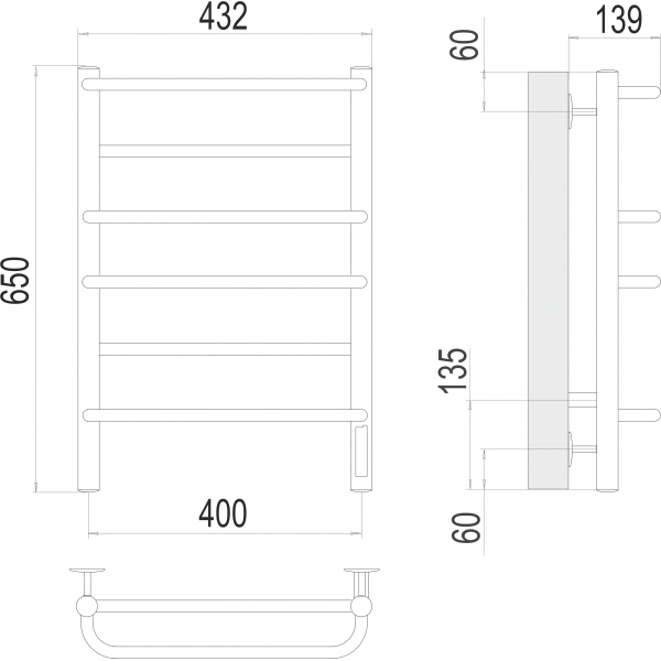 Полотенцесушитель Terminus Евромикс П6 400х650 электро фото-3