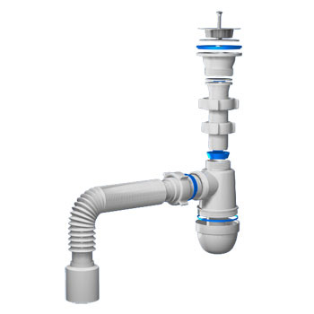 S0110 Сифон для умывальника 1½х40 с гофротрубой 40х50 - фото1
