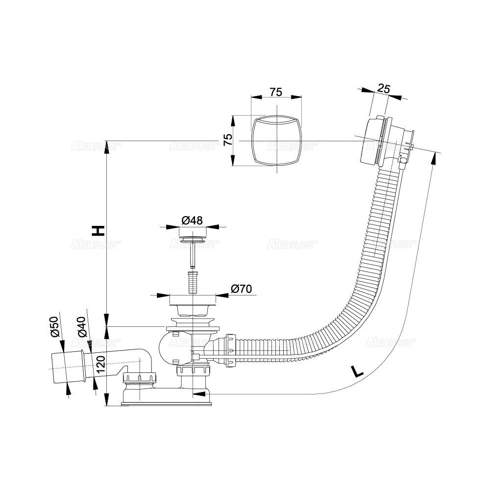 Сифон для ванны Alcaplast, A51CR - фото2